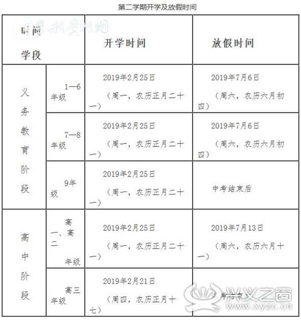 暑假有多长?贵州2018-2019学年度中小学开学